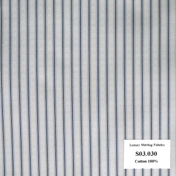 Vải May Đồng Phục Áo Sơ Mi Công Sở Màu Xanh Đen Sọc Dọc S03.030